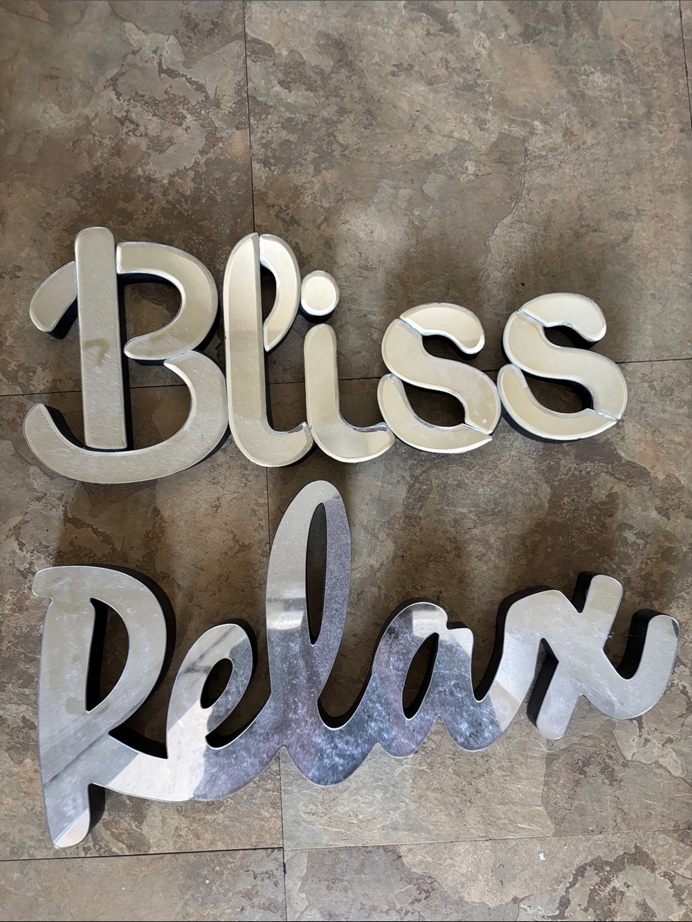 Bliss Silver and White 'Bliss Relax' Wall Words